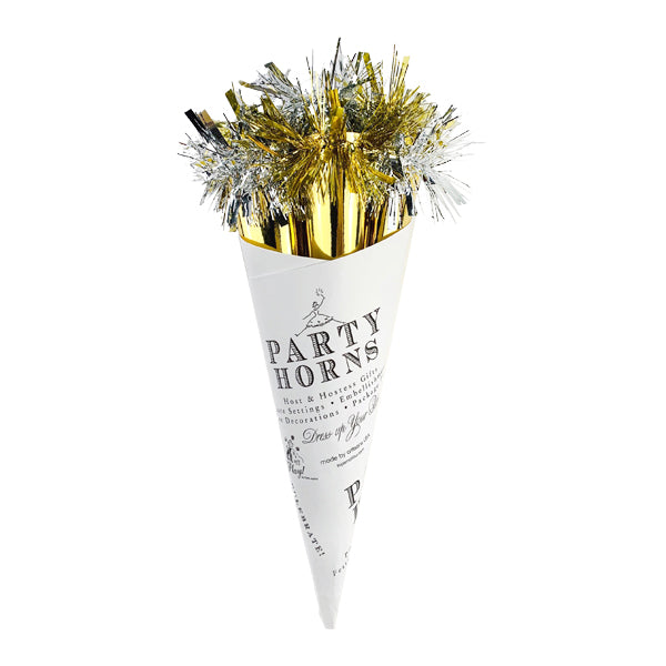 Party Horn Bouquet Gold &amp; Silver mylar