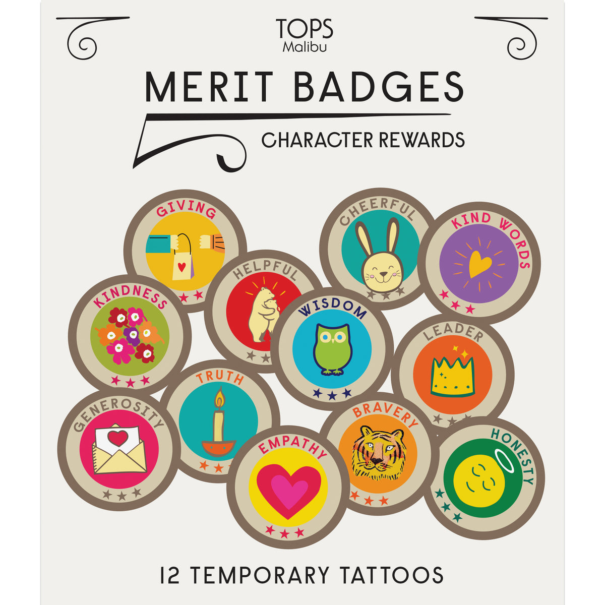 Character Rewards Merit Badge Temporary Tattoos