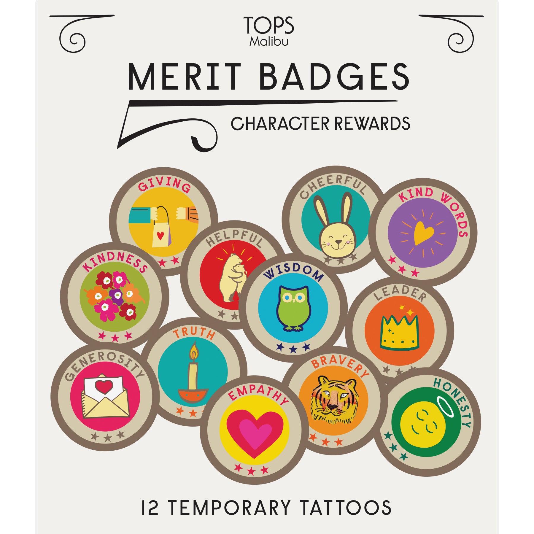 Character Rewards Merit Badge Temporary Tattoos