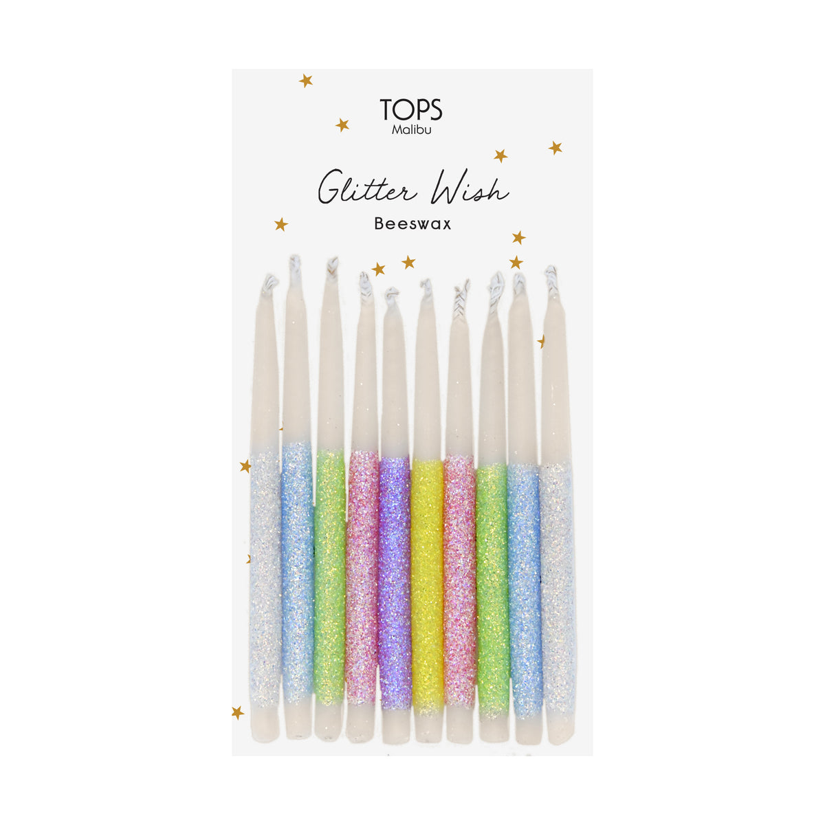 Glitter Wish Candles Beeswax Multi Color - 3&quot;