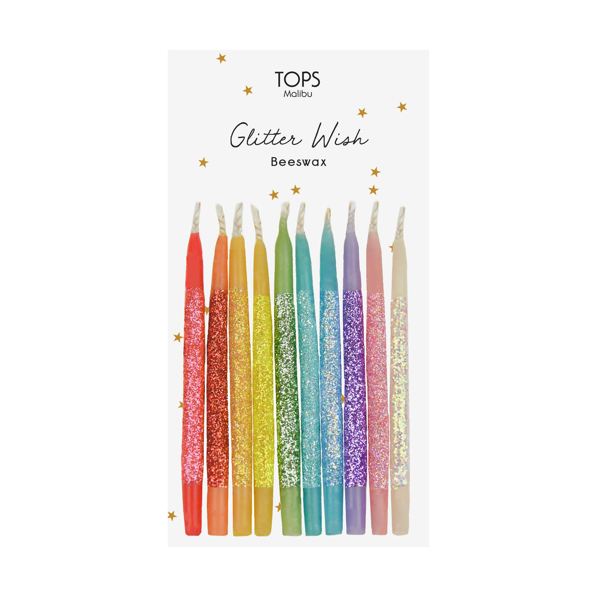 Glitter Wish Candles Beeswax Rainbow- 3&quot;