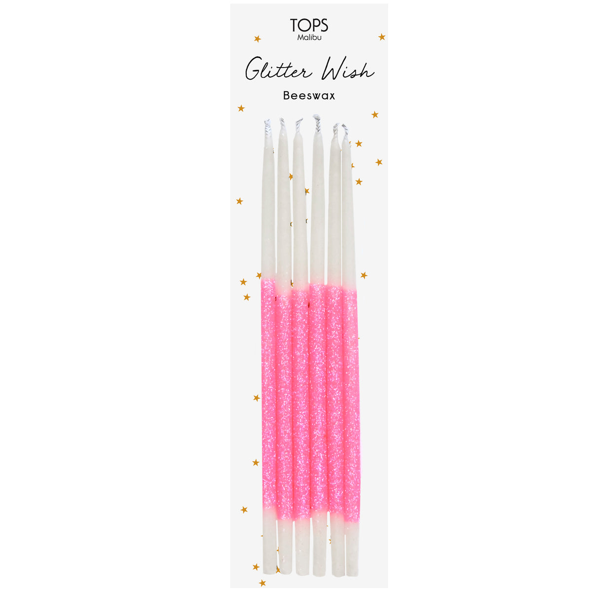 Glitter Wish Candles Beeswax Pink - 6&quot;