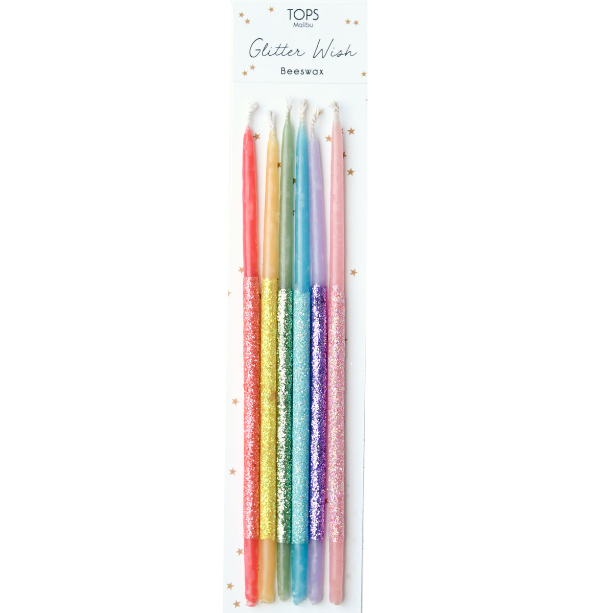 Glitter Wish Candles Beeswax Rainbow- 6”