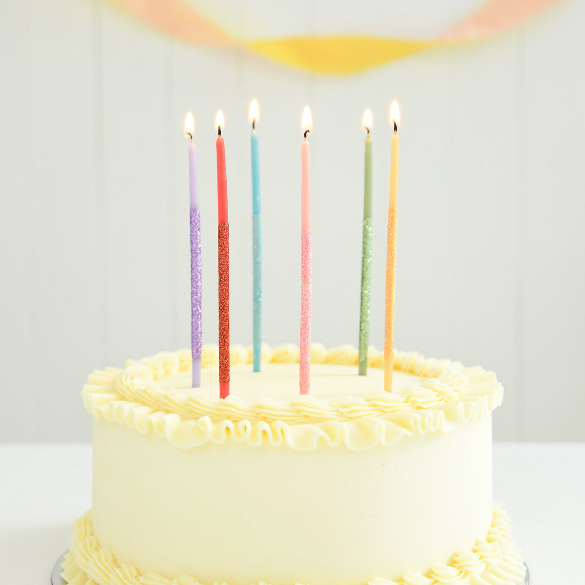 Glitter Wish Candles Beeswax Rainbow- 6”