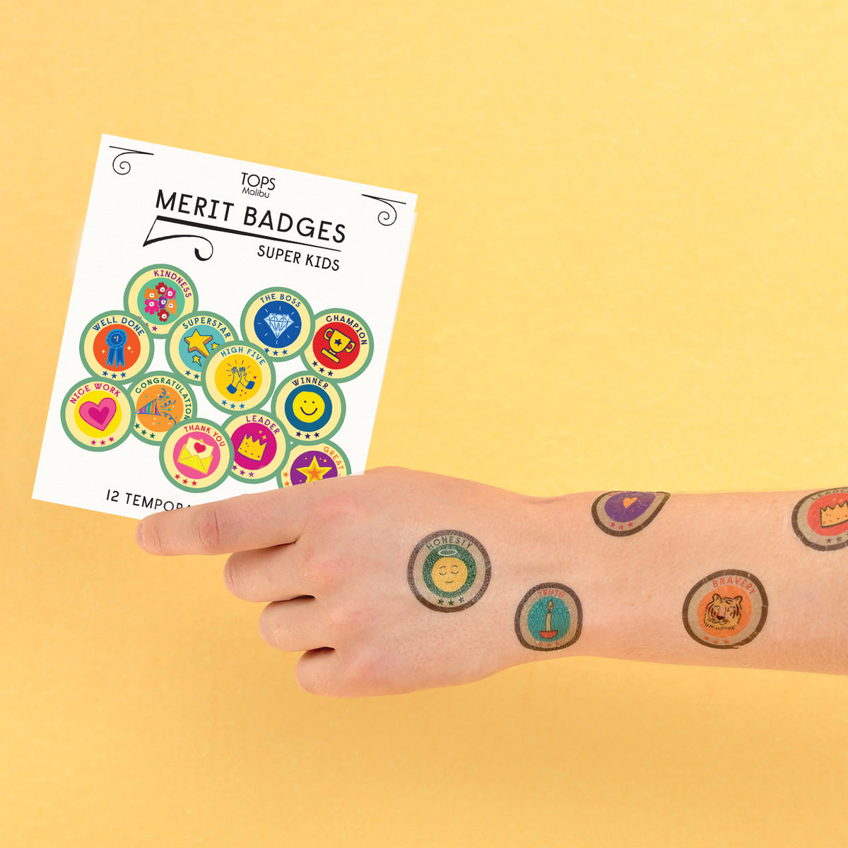 Super Kids Merit Badge Temporary Tattoos