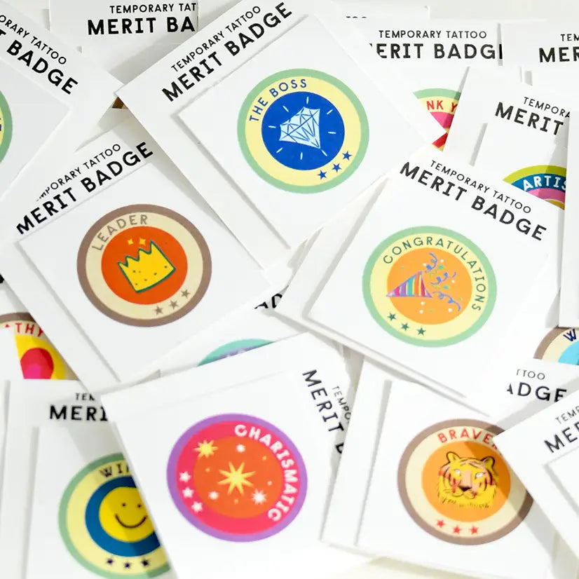 Party Personalities Merit Badge Temporary Tattoos