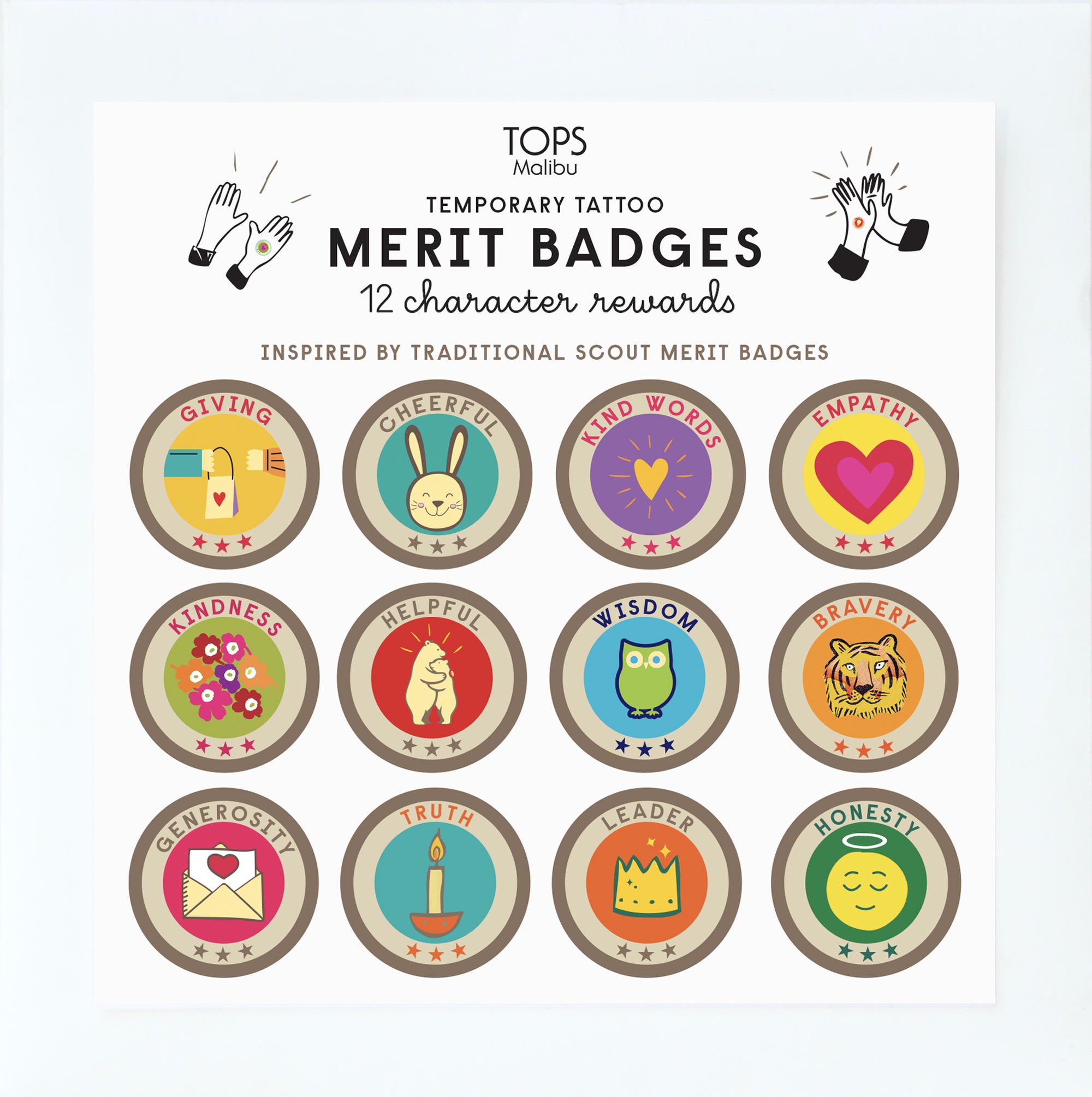 Character Rewards Merit Badge Temporary Tattoos