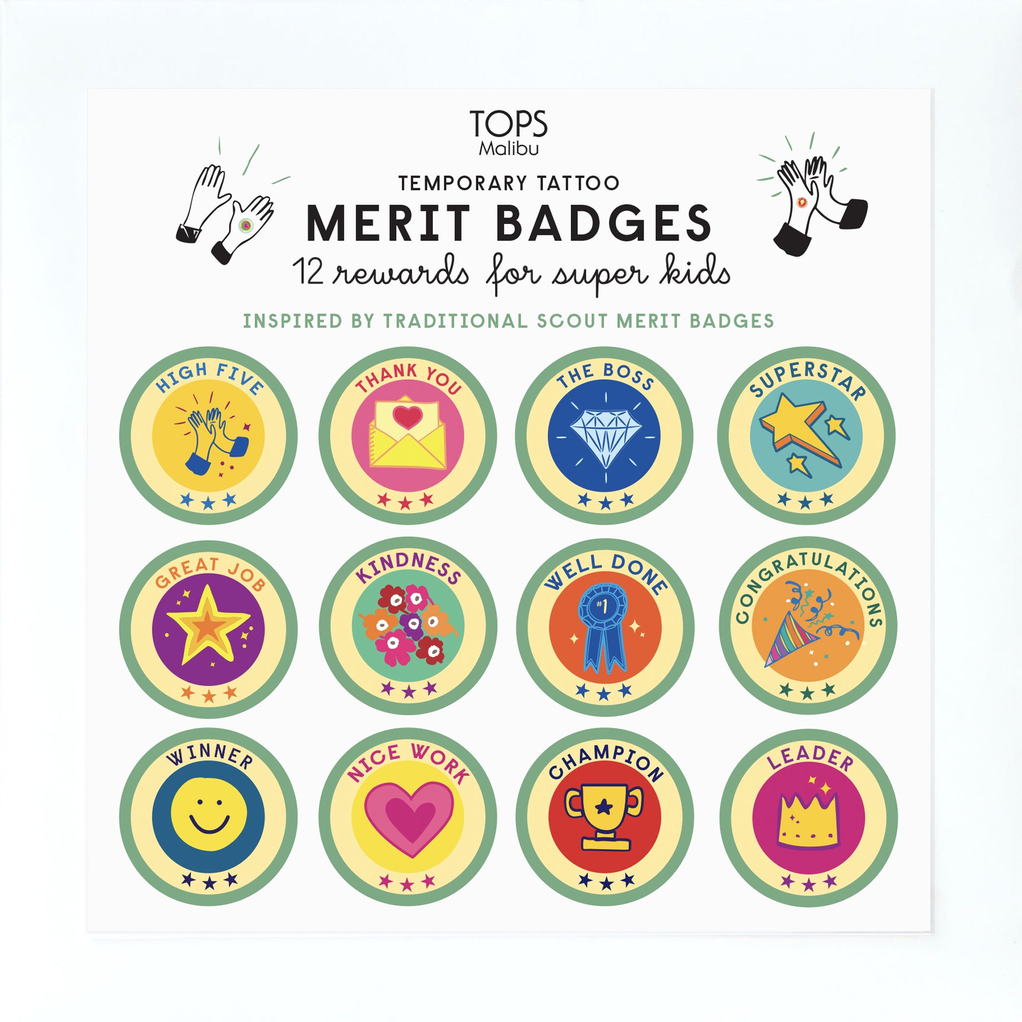Super Kids Merit Badge Temporary Tattoos