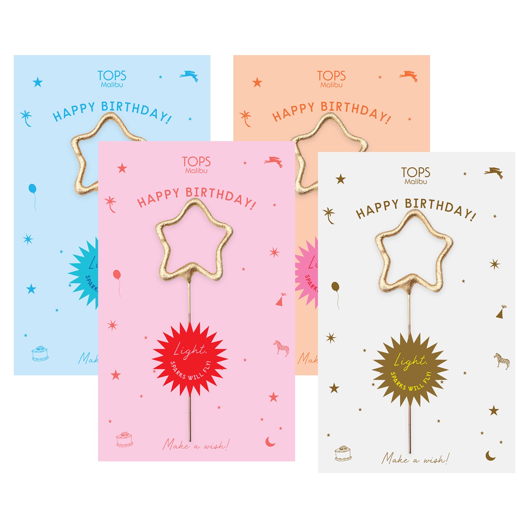 Happy Birthday Card with Gold Star Sparkler - TOPS Malibu