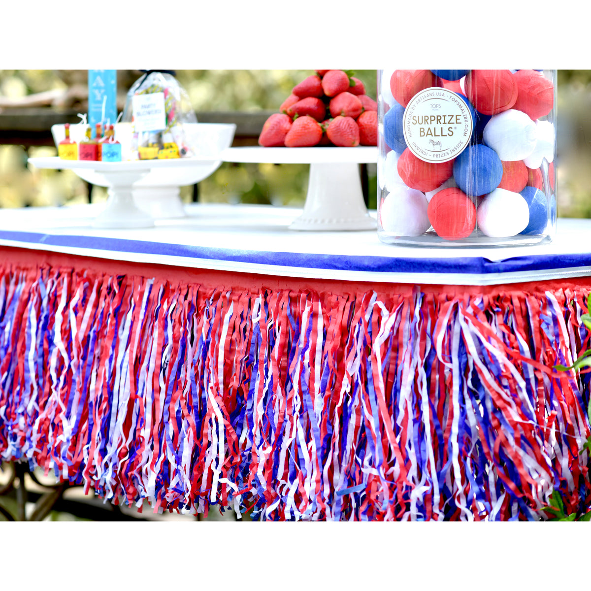 Party Table Fringe Red White &amp; Blue